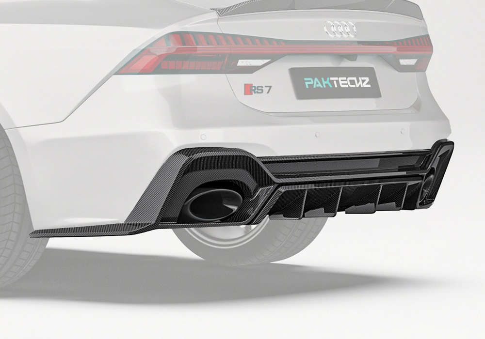 Audi RS7 (C8) displaying the aggressive and aerodynamically optimized rear diffuser for enhanced performance styling