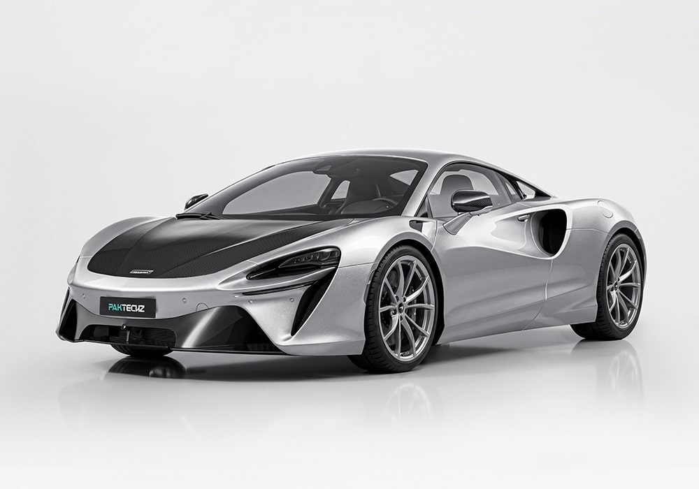 McLaren Artura fitted with the Carbon Fiber Aero Kit, featuring front splitter, side skirts, and rear diffuser for an aerodynamic edge