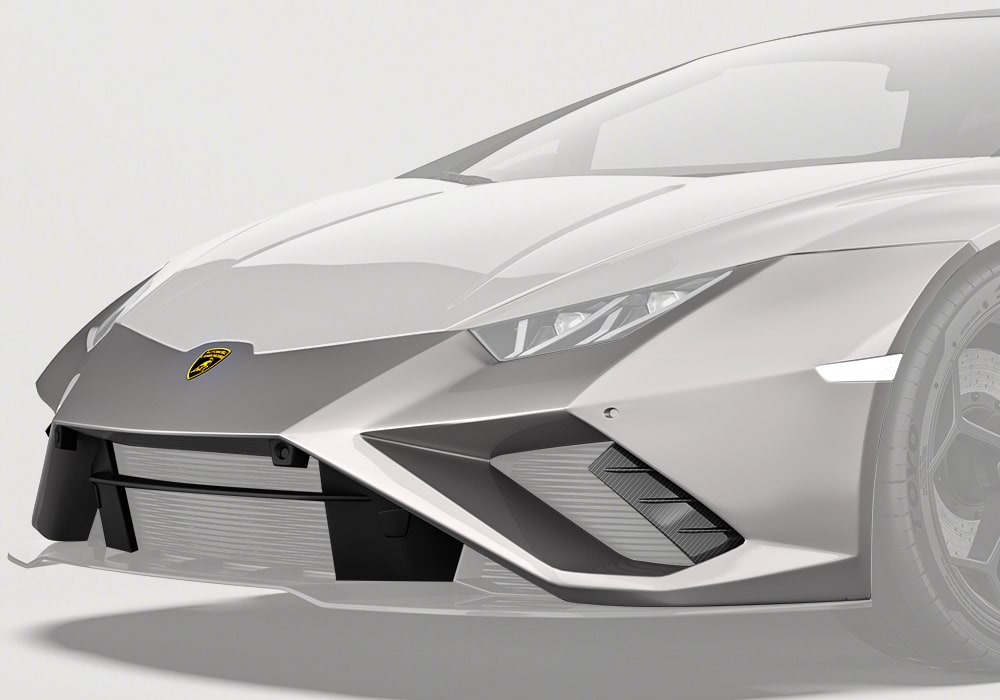 Lamborghini Huracan EVO RWD equipped with Carbon Fiber Front Bumper showcasing luxury design and sporty performance