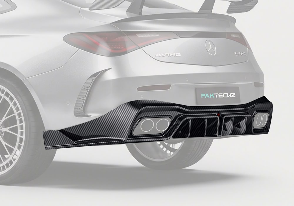 Elevate the rear aesthetics of the Benz AMG CLE53 with the striking carbon fiber rear diffuser, enhancing its sporty look and aerodynamics