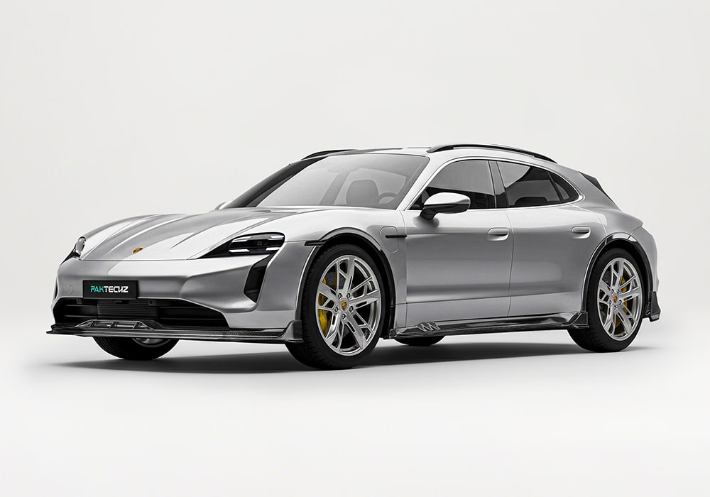 Porsche Taycan Turbo with full Carbon Fiber Aero Kit transforming its appearance and aerodynamics
