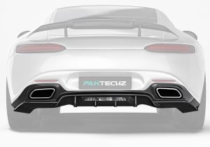 A detailed close-up shot highlighting the precisely sculpted fins of the rear diffuser that improve airflow and add a dynamic aesthetic