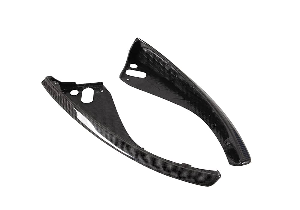 Close-up view of Ferrari 812 Carbon Fiber Front Corner Splitters with twill pattern