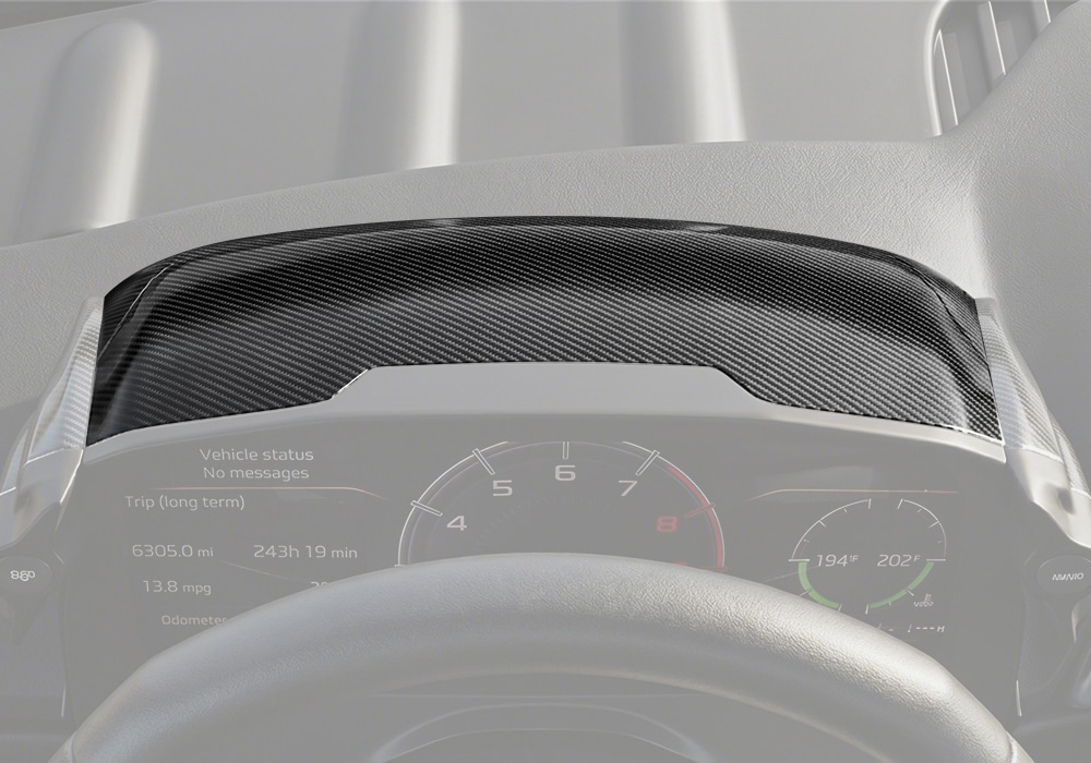 Close-up of the carbon fiber weave on the McLaren Artura Instrument Cluster Upper Trim Cover