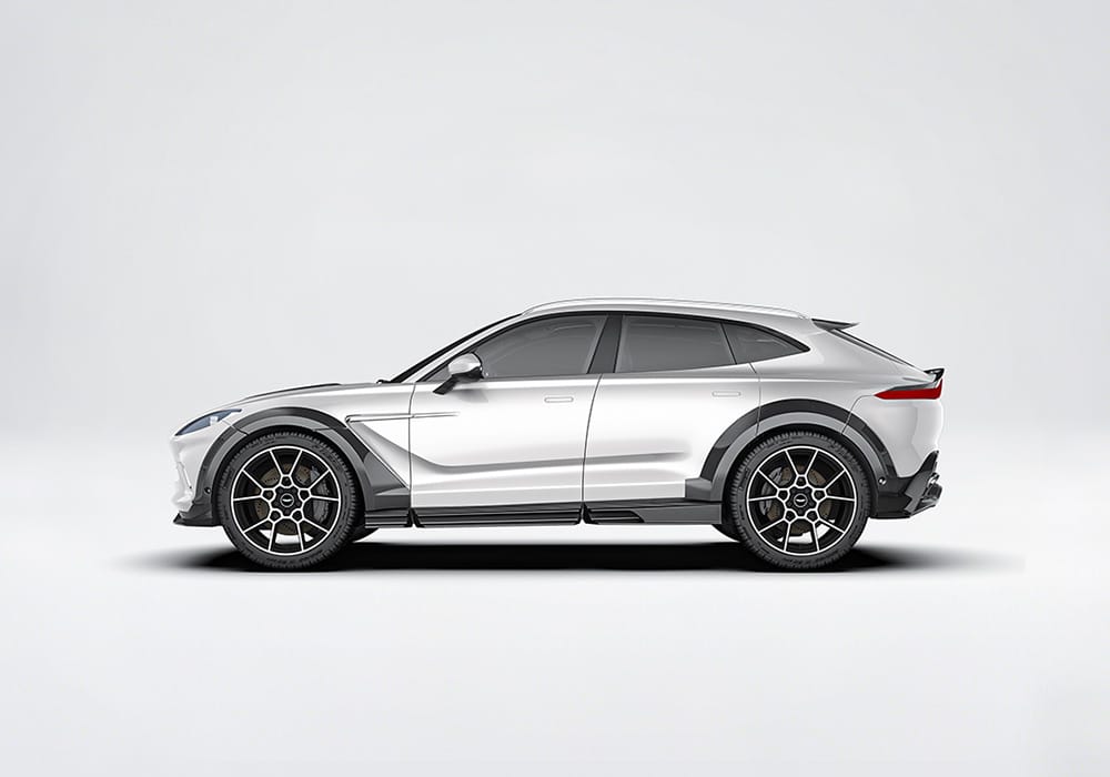 Sleek carbon fiber side skirts integrated seamlessly into the body design of Aston Martin DBX
