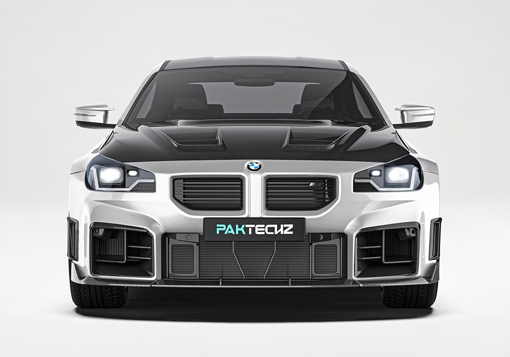 High-resolution close-up shot showcasing the carbon fiber weave and glossy UV-resistant finish on the aerodynamic body kit components