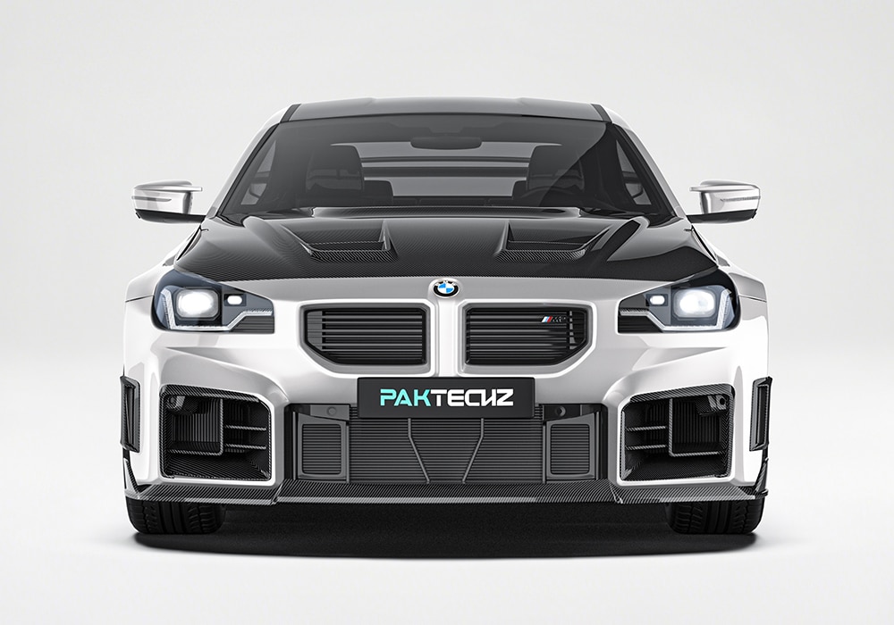 High-resolution close-up shot showcasing the carbon fiber weave and glossy UV-resistant finish on the aerodynamic body kit components