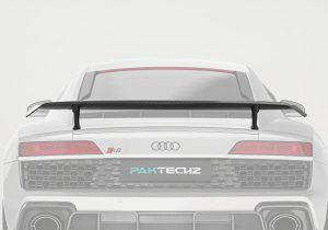 Close-up image showing the smooth, glossy 2x2 twill weave pattern of the rear wing, crafted for detail and durability