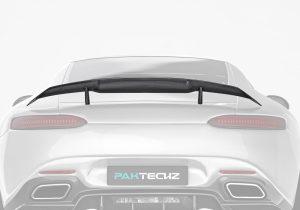 A graphical representation of how the spoiler generates downforce and stabilizes high-speed airflow for improved performance