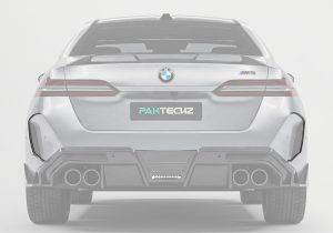 BMW M5 (G90) with Carbon Fiber Rear Canards installed, emphasizing seamless compatibility with original bodylines