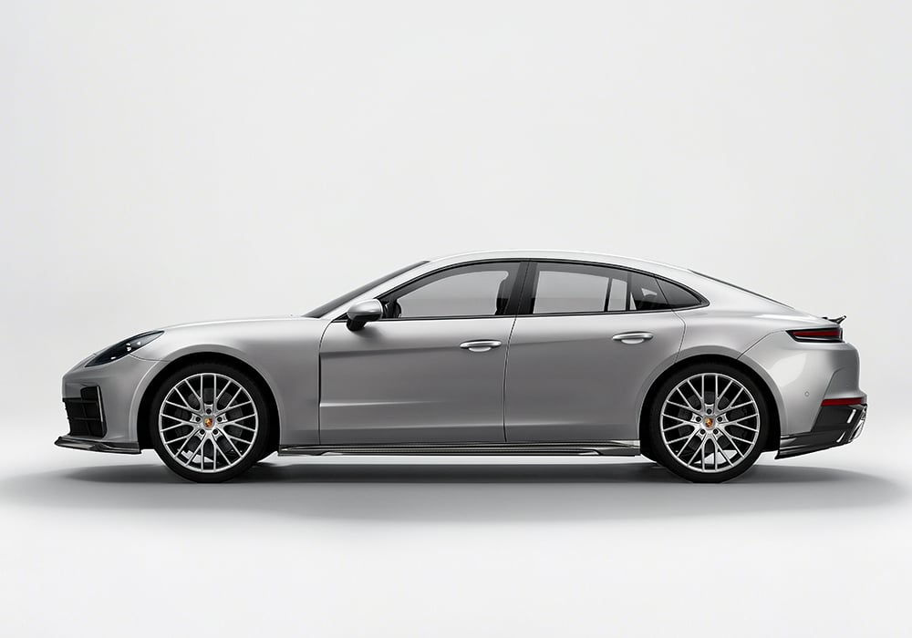 Porsche Panamera 2024 with a Carbon Fiber rear diffuser, improving aerodynamic stability during dynamic drives