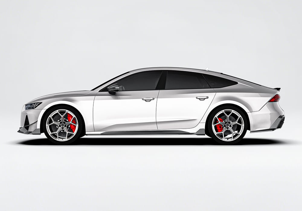 Illustration of optimized airflow generated by the body kit components, improving downforce and performance