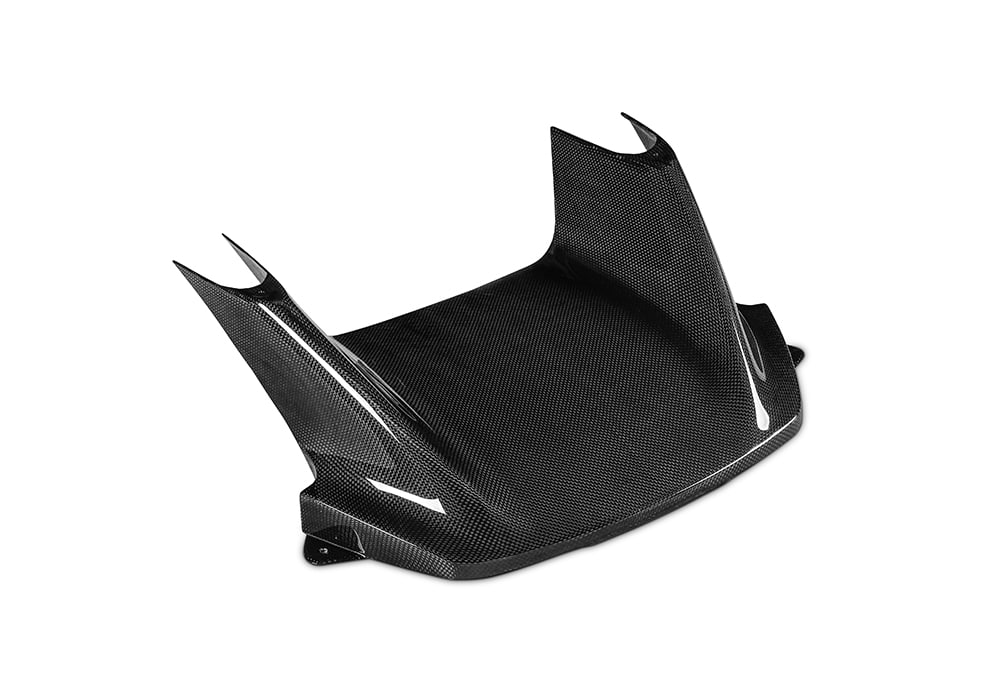 Side-angle view of Ferrari SF90 Carbon Fiber Front Air Intakes installed perfectly