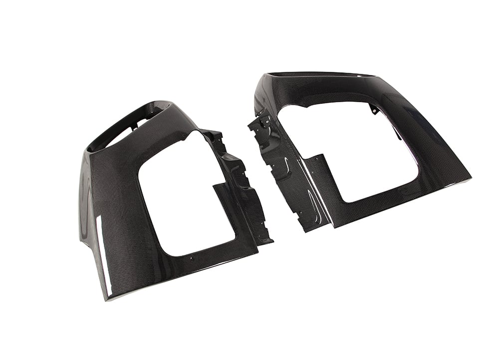 Studio image of Ferrari 812 Carbon Fiber Rear Side Splitters showing detailed design craftsmanship
