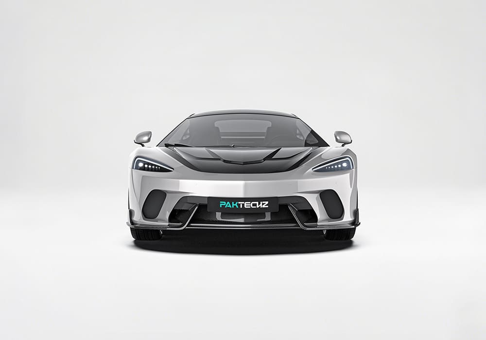 Step-by-step visualization of the body kit attachment points, including splitters, skirts, and diffusers