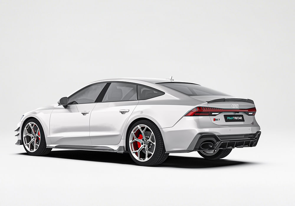 Sleek aerodynamic side skirts contouring the RS7 effortlessly, enhancing handling and styling