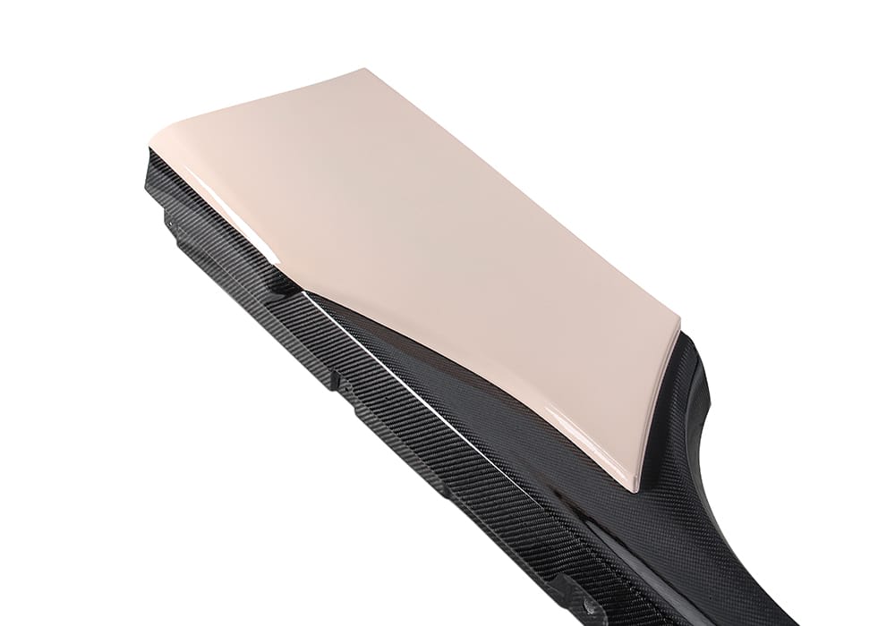 Ferrari SF90 Carbon Fiber Side Skirts displayed on a studio background, emphasizing aerodynamic edge and premium craftsmanship