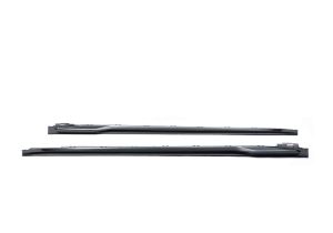Side-by-side images revealing how the Carbon Fiber Side Skirts transform the sporty look of the Porsche compared to stock side skirts