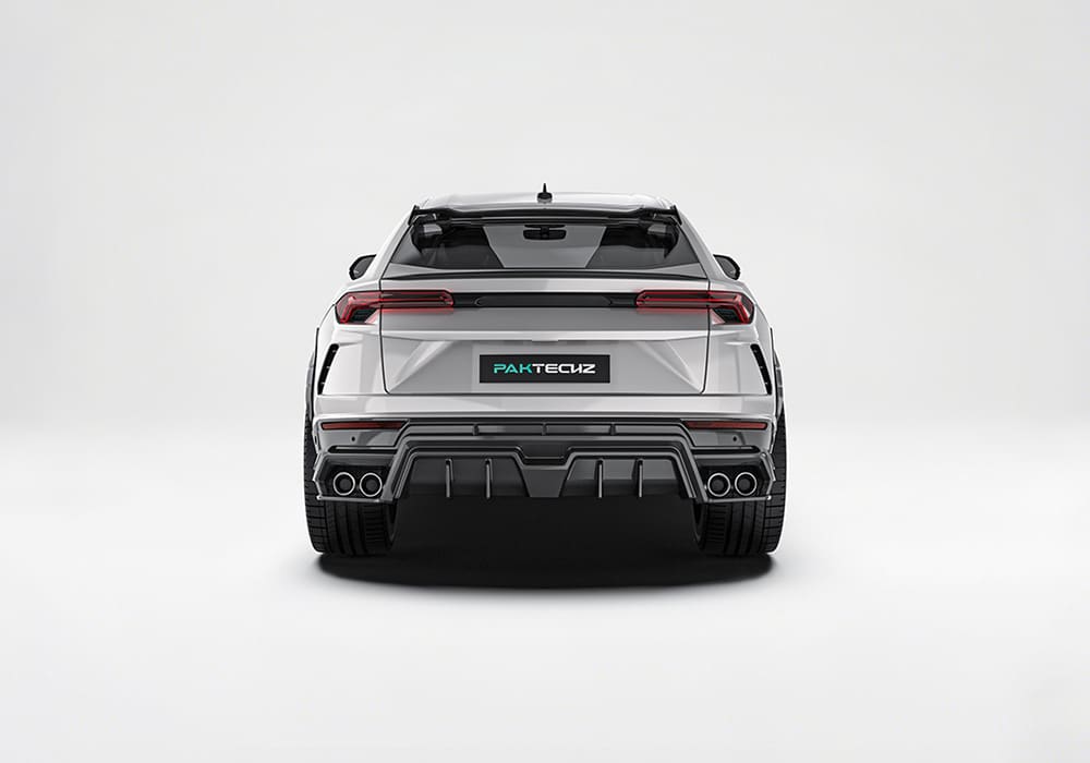 A clearly labeled graphic illustrating every component of the body kit (splitters, diffuser, skirts, spoiler) with mounting points and dimensions