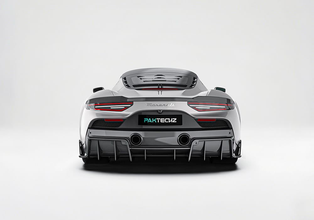 Side angle showcasing the streamlined design of the Carbon Fiber Side Skirts, blending perfectly into the MC20’s body lines