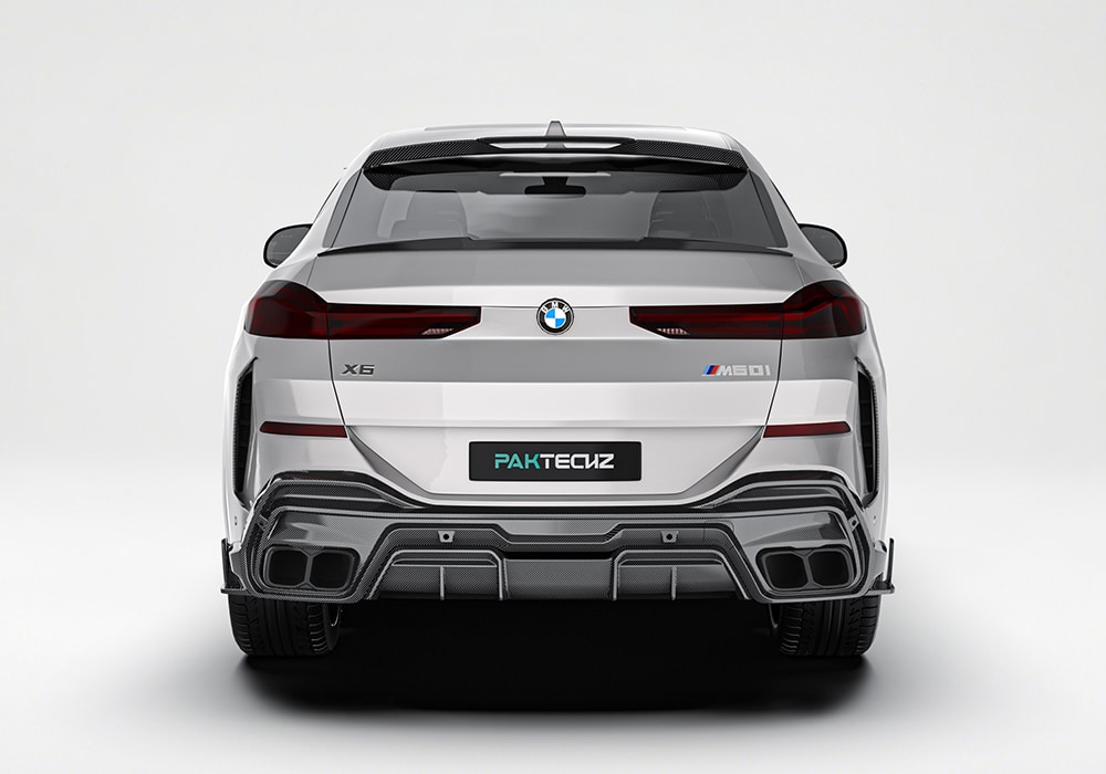 A performance-focused image of the carbon fiber rear diffuser, detailing its contribution to airflow management and sporty rear-end styling
