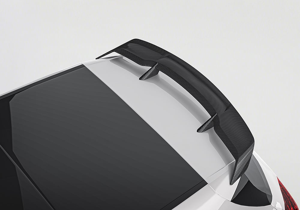 A zoomed-in view of the carbon fiber weave, revealing the lightweight, durable material and UV-resistant glossy finish
