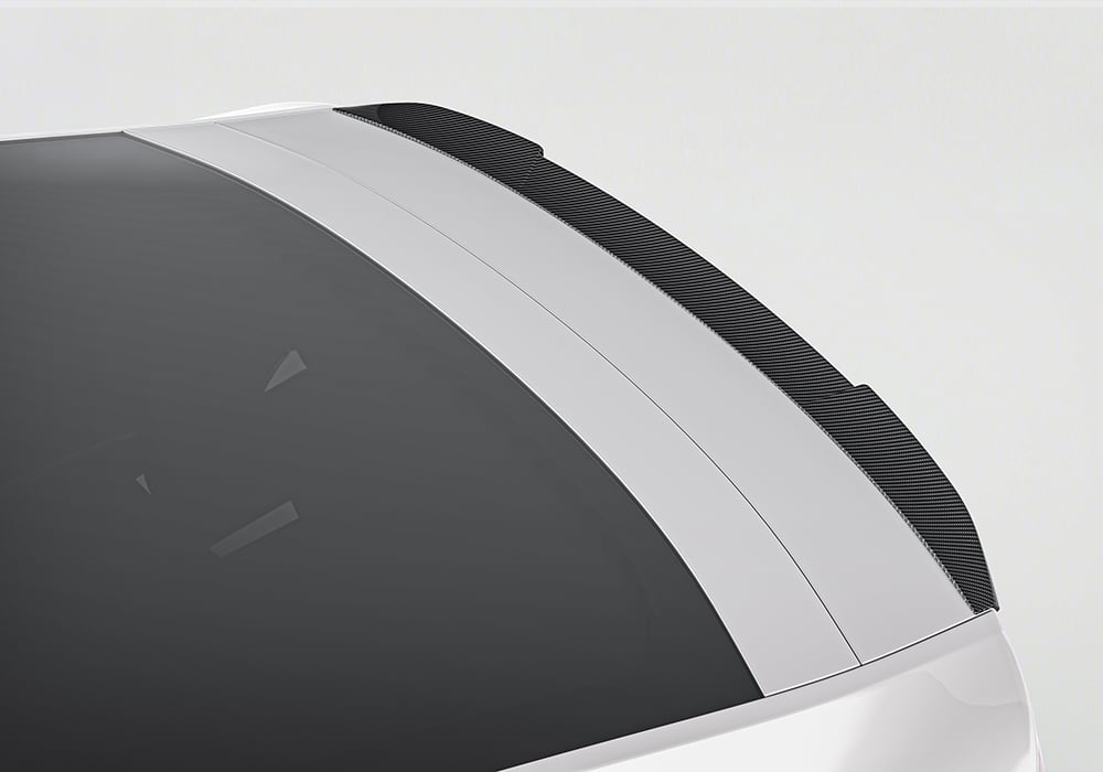 Carbon fiber rear diffuser and roof spoiler delivering bold, sporty rear-end aesthetic upgrades