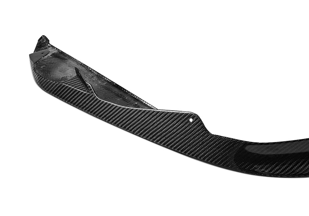 Ferrari SF90 Carbon Fiber Front Corner Splitters paired with a carbon fiber front lip and side skirts for a cohesive upgrade