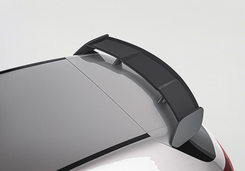 A high-res image of the carbon fiber weave, highlighting the premium material’s intricate design and glossy finish