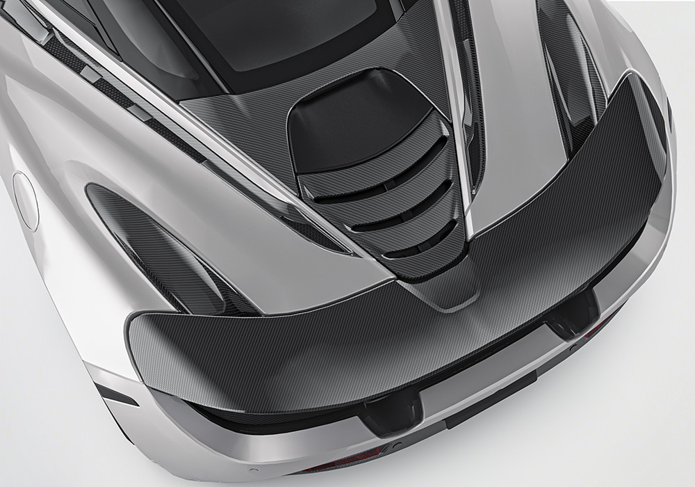 Side-by-side comparison of McLaren 720S before and after installation of the Carbon Fiber Aero Kit