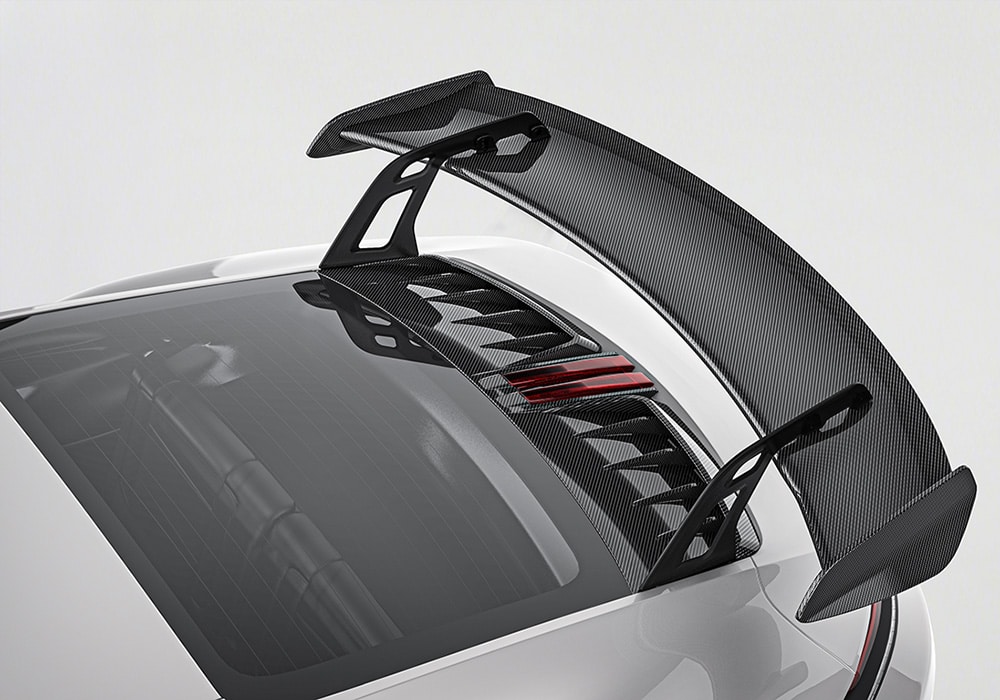 Step-by-step visuals of the precise OEM-grade installation process seamlessly integrating aerodynamic components into the Porsche bodywork
