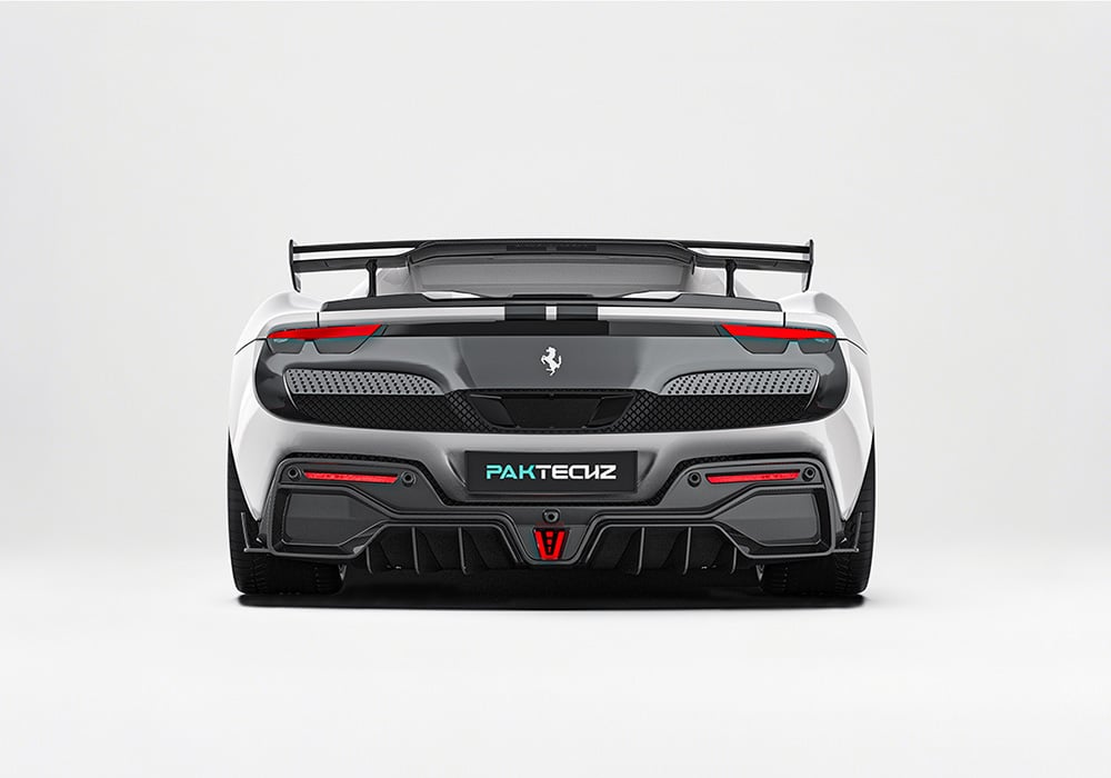 Ferrari 296 GTB fitted with Carbon Fiber Aero Kit showcasing aerodynamic upgrades and a sleek, aggressive design