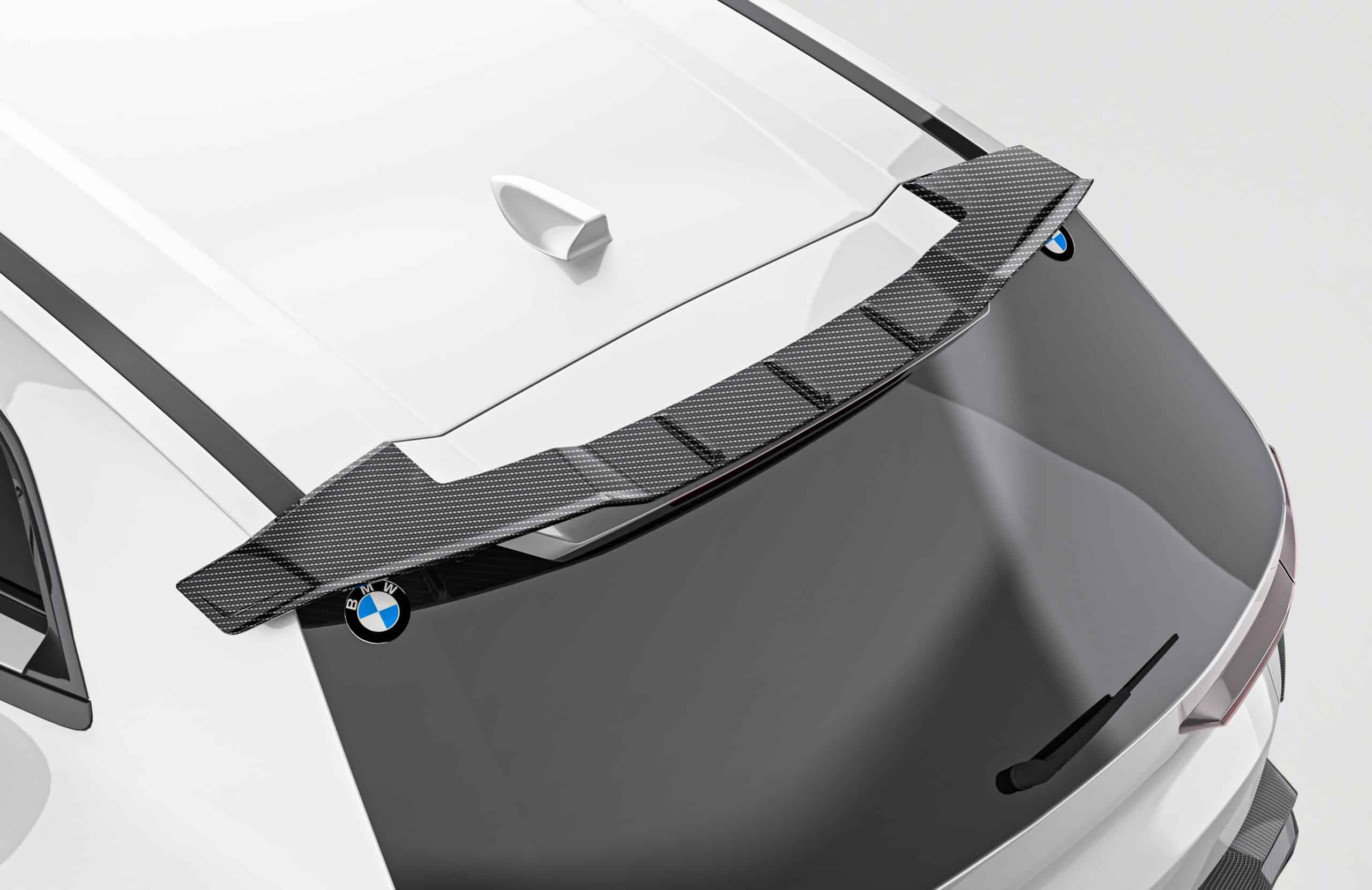 A complete image of the BMW XM G09 outfitted with the Carbon Fiber Aero Kit, showcasing the integrated front splitter, side skirts, and rear diffuser