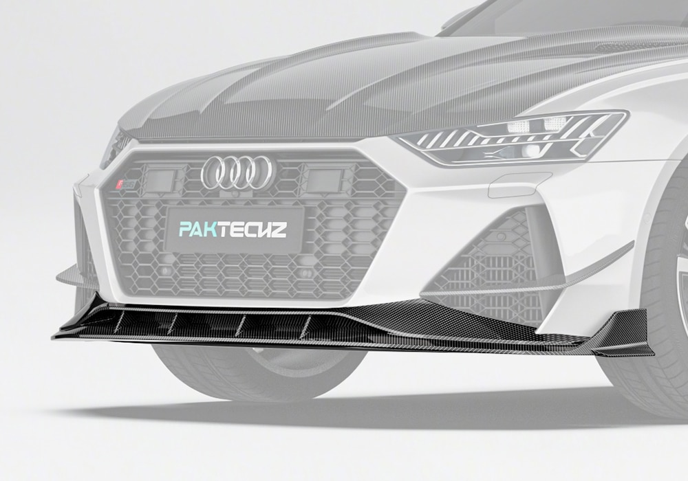 Audi RS6 C8 equipped with the carbon fiber front lip, enhancing bold front-end styling and aerodynamic performance