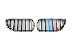 กระจังหน้า BMW E92/E93 เส้นคู่ สีดำเงาขอบโครเมี่ยม พร้อมแถบสามสี
