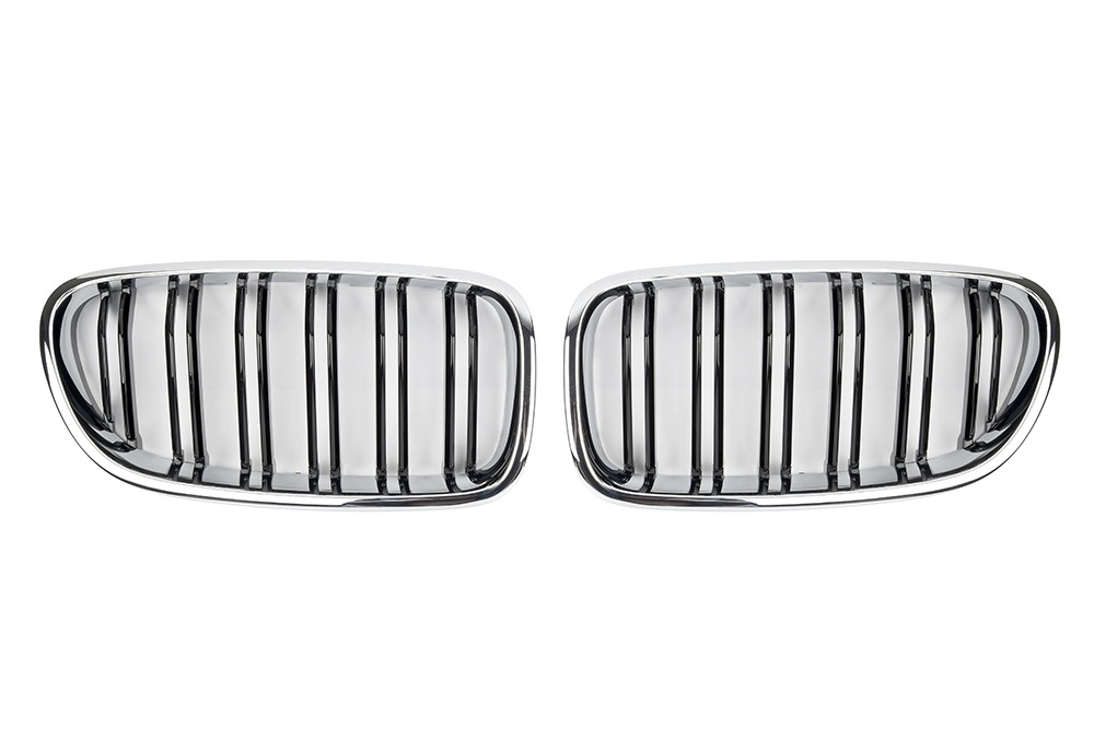 กระจังหน้า BMW F10/F11/F18 เส้นคู่ สีดำเงาขอบโครเมี่ยม
