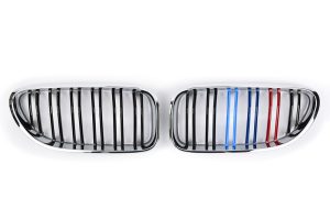 กระจังหน้า BMW F06/F12/F13เส้นคู่ สีดำเงาขอบโครเมี่ยม พร้อมแถบสามสี