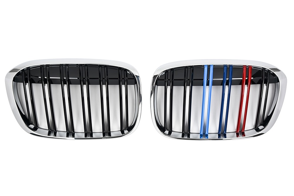 กระจังหน้า BMW F48/F49 เส้นคู่ สีดำเงาขอบโครเมี่ยม พร้อมแถบสามสี