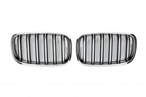 กระจังหน้า BMW E70/E71 เส้นคู่ สีดำเงาขอบโครเมี่ยม