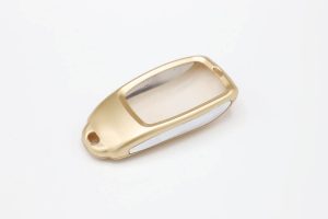 กรอบกุญแจพลาสติกแข็ง Benz รุ่นใหม่ แบบไม่ปิดหน้า สีทอง