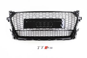 กระจังหน้า Audi Ttrs mk3 ปี 2015-2019 มีโลโก้ดำ quattro สีดำล้วน วงแหวนดำ