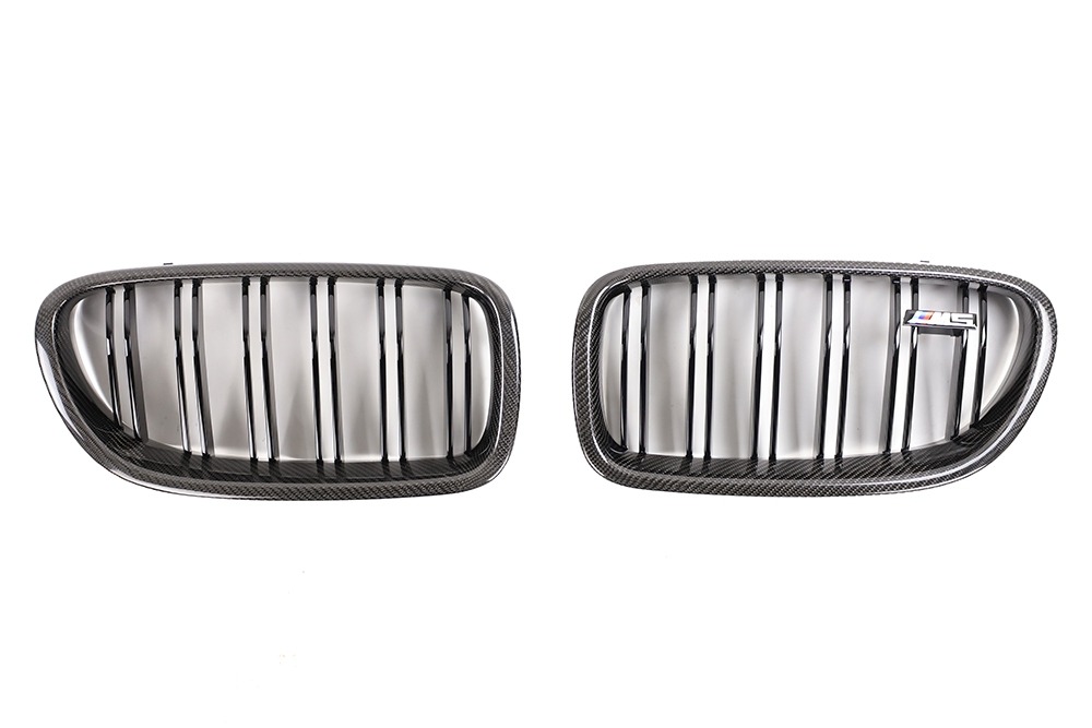 กระจังหน้า BMW F10/F11/F18 เส้นคู่ สีดำเงาขอบคาร์บอน