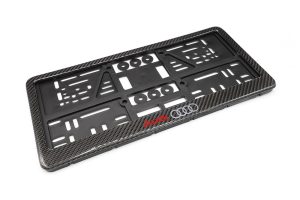 กรอบป้ายทะเบียน Carbon Fiber ลาย Audi สีเงิน 1 คู่