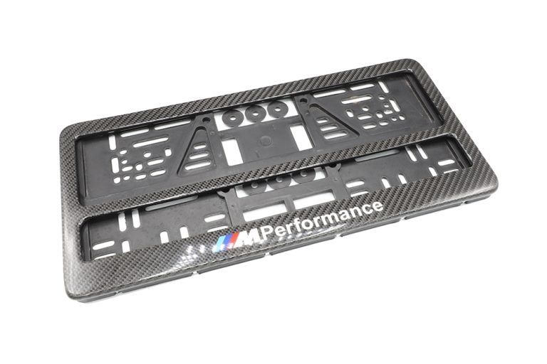 กรอบป้ายทะเบียน Carbon Fiber ลาย ///M performance มีเส้นคั่น 1 คู่