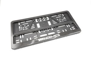 กรอบป้ายทะเบียน Carbon Fiber ลาย AMG มีเส้นคั่น 1 คู่