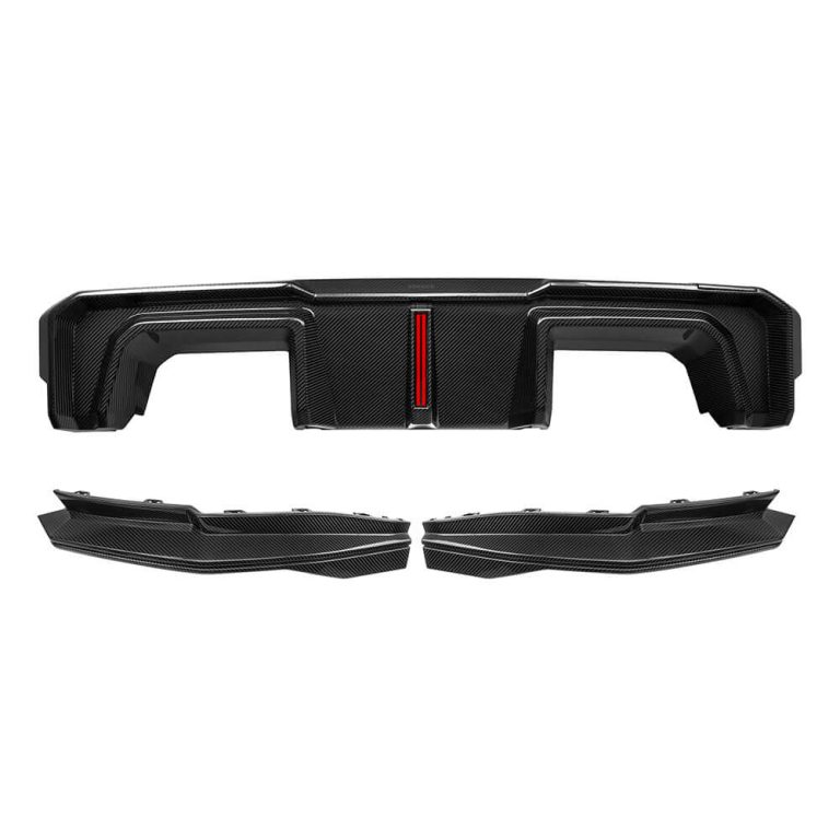 Rear Diffuser SOOQOO V2 BMW M3 G80 rear diffuser with brake light Carbon fibre Prepreg