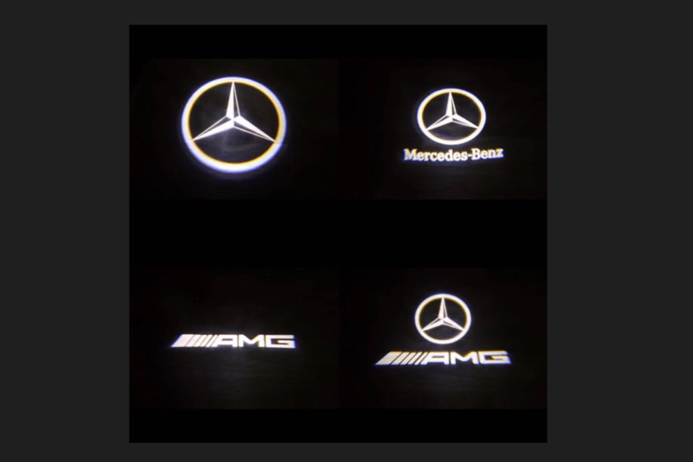 ไฟส่องพื้นสามเหลี่ยม ลาย ตราโลโก้ Benz AMG