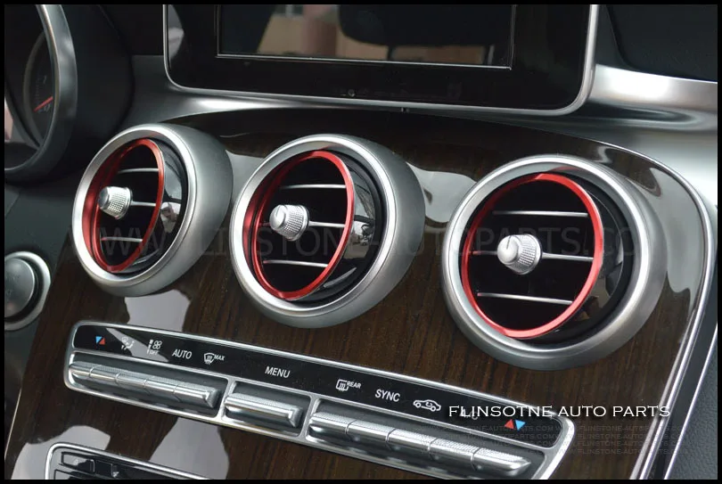 ชุดวงแหวนครอบแอร์สีแดง 5 ชิ้น W205 C-Class