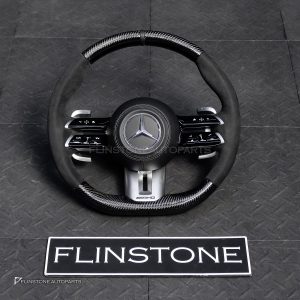 พวงมาลัย Carbon fier พร้อม Airbag สำหรับ W465 G-Class G500 หนังดำ ด้ายดำ กรอบสี ดำ-เงิน