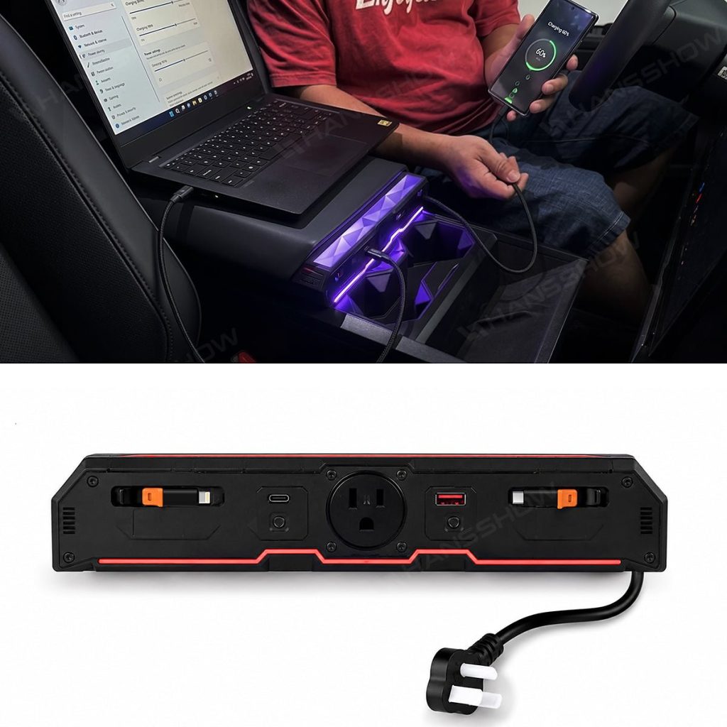 ไฟแอมเบียนต์ คอนโซลกลาง Hansshow Tesla Cybertruck (RETRACTABLE MULTI-PORT CHARGING)